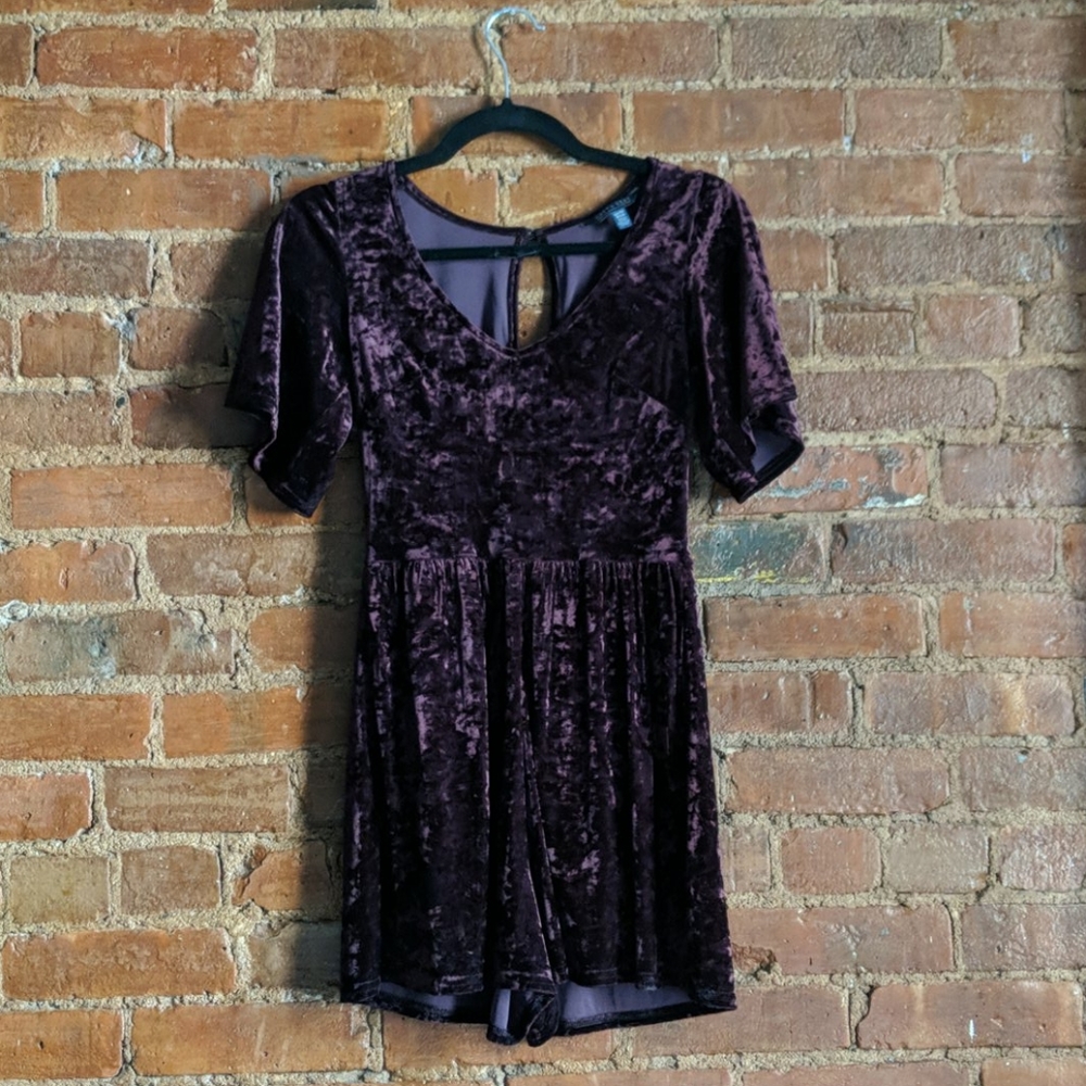 AEO Wine Velvet Romper